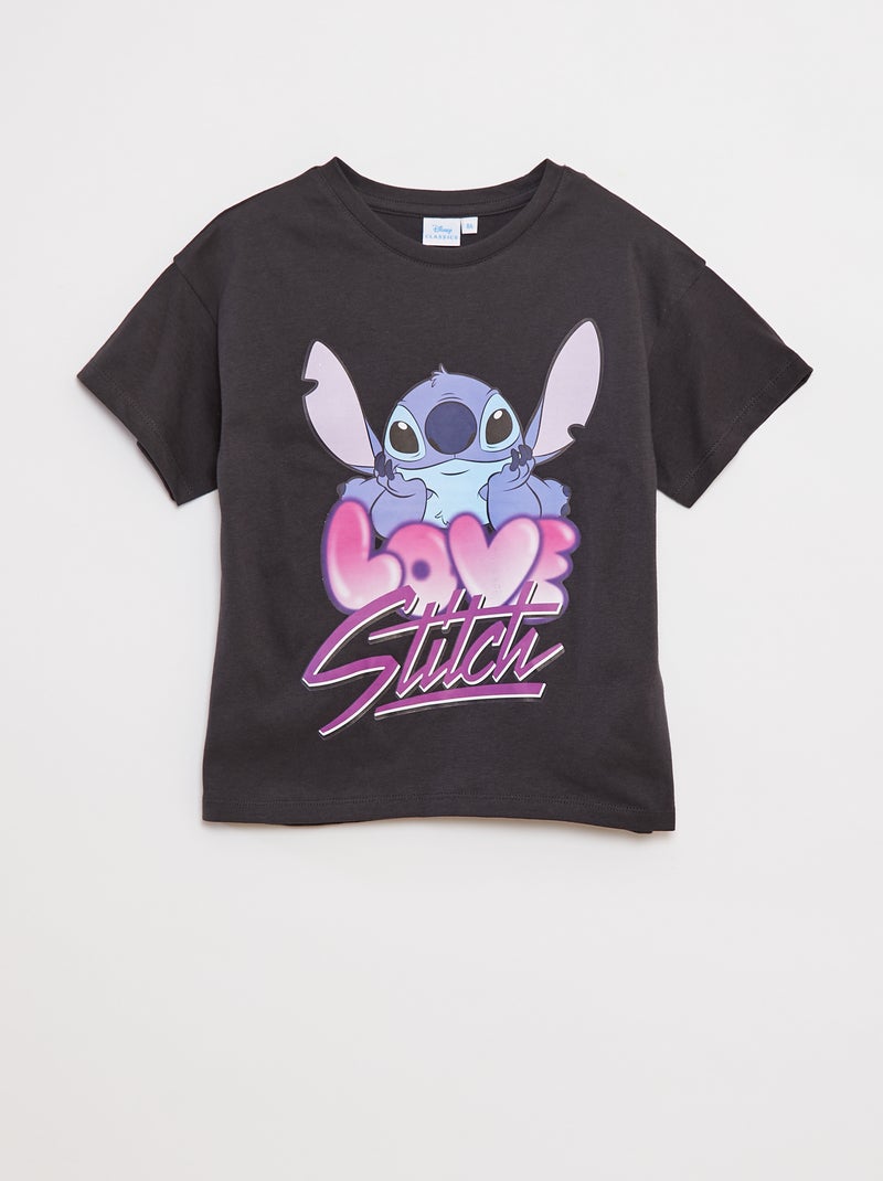 T-shirt 'Stitch' 'Disney' de manga curta Preto - Kiabi
