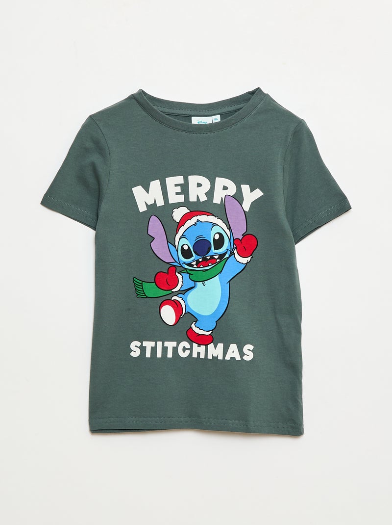 T-shirt 'Stitch' 'Disney' de mangas curtas 'Natal' Verde - Kiabi