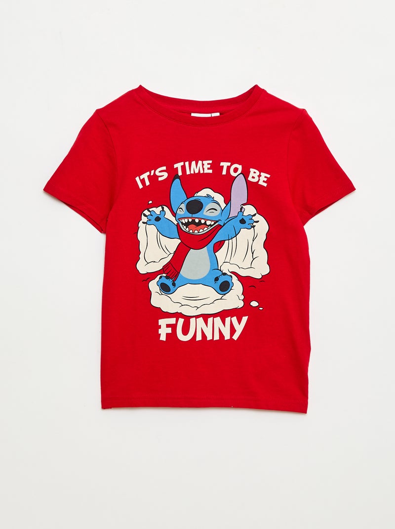 T-shirt 'Stitch' 'Disney' de mangas curtas 'Natal' Vermelho - Kiabi