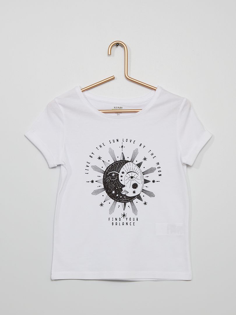 T-shirt 'sun & moon' BRANCO - Kiabi