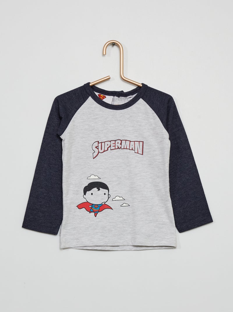 T-shirt 'Super-Homem' Azul Acinzentado - Kiabi