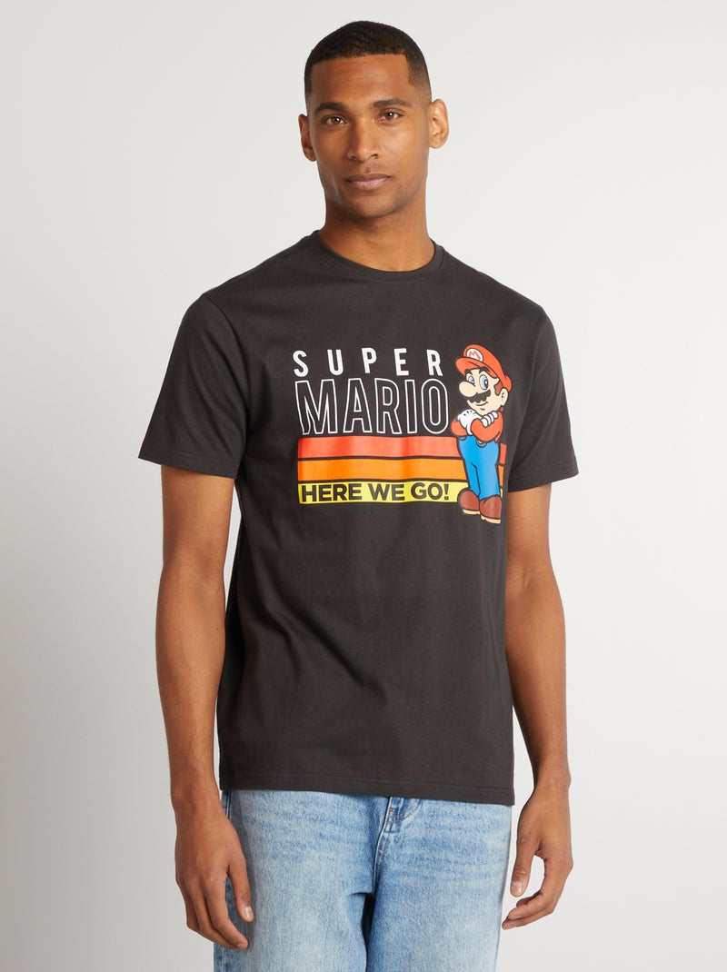 T-shirt 'Super Mário' de gola redonda PRETO - Kiabi