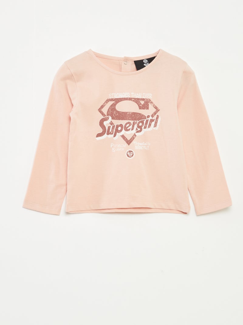 T-shirt 'Supergirl' 'DC Comics' de manga comprida Rosa - Kiabi