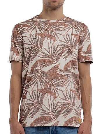 T-shirt teddy smith areski para homem bege/bordô