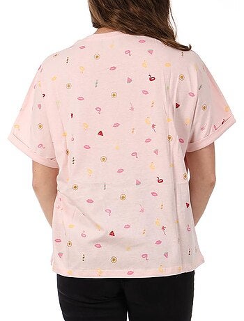 T-Shirt Teddy Smith Kady Rosa para Mulher