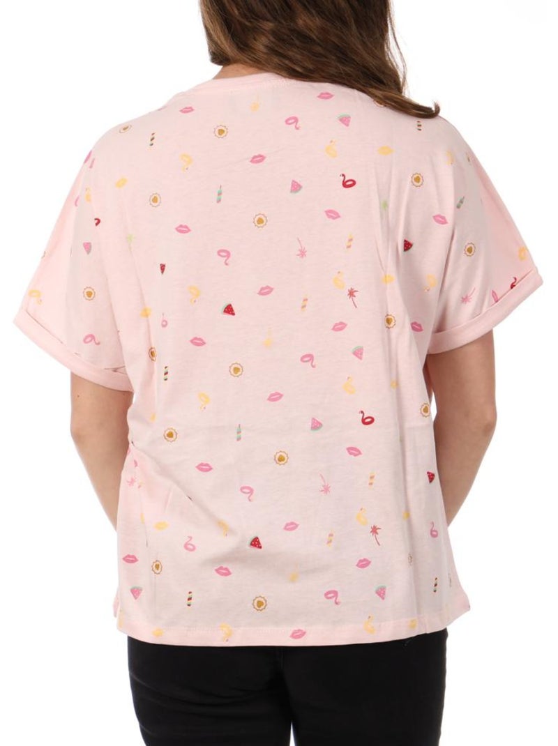 T-Shirt Teddy Smith Kady Rosa para Mulher Rosa - Kiabi