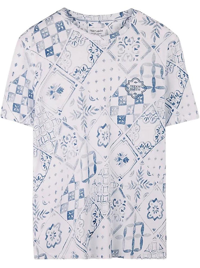 T-shirt teddy smith tareski para homem azul/branco Branco - Kiabi