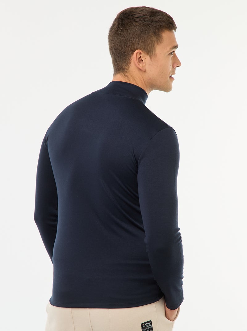 T-shirt térmico de gola alta Azul - Kiabi