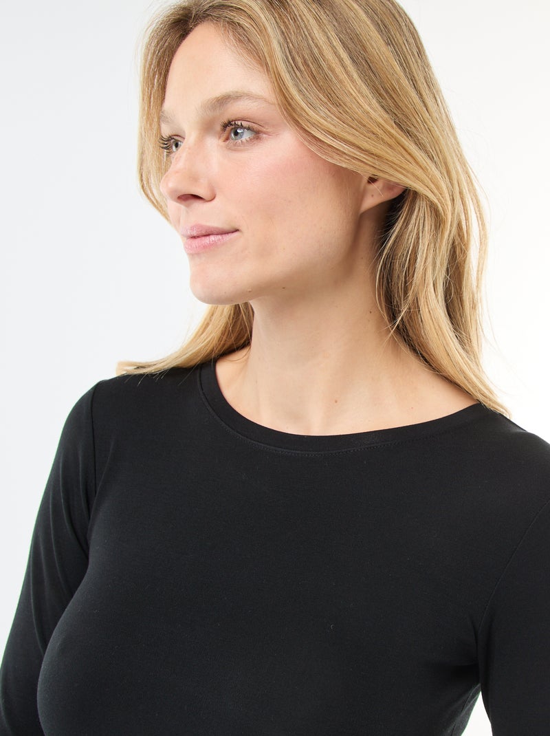 T-shirt termorregulador de mangas compridas gola redonda Preto - Kiabi