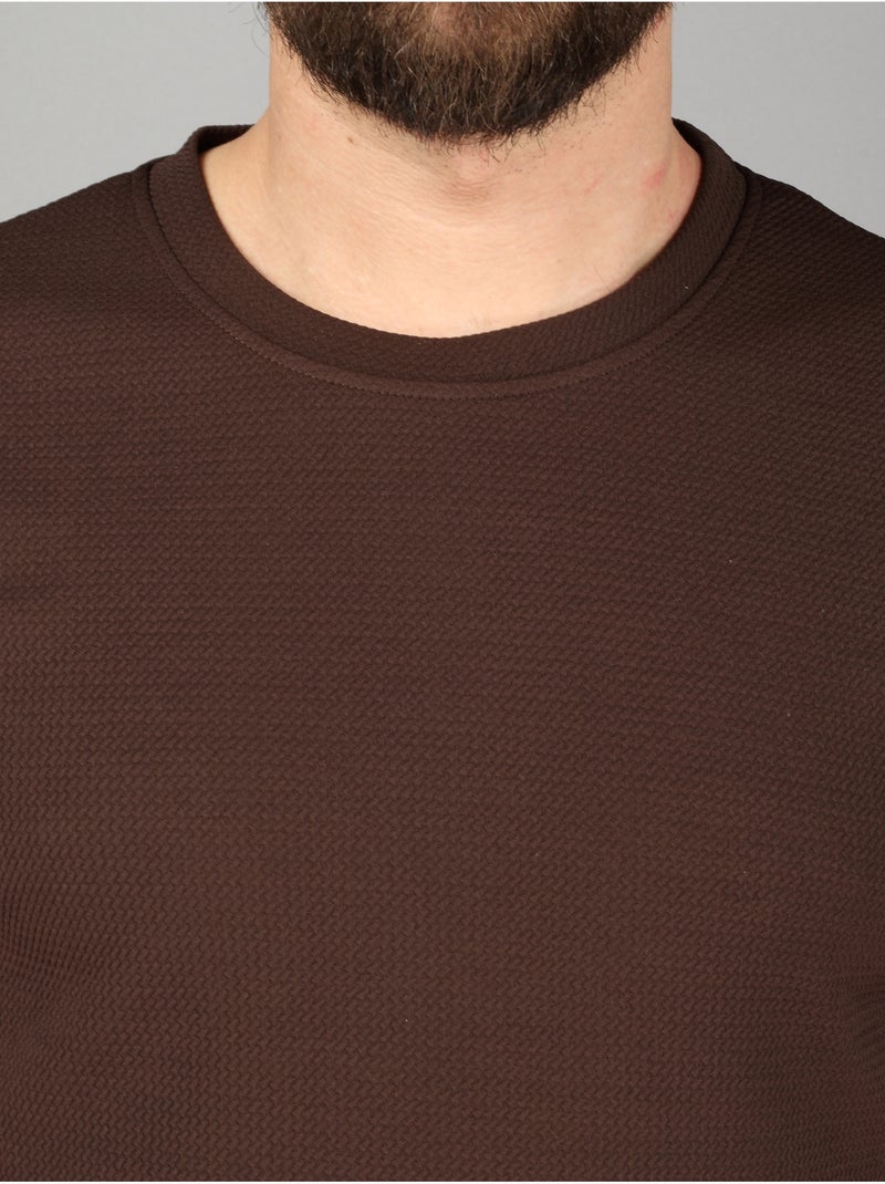 T-shirt texturada - frilivin Castanho - Kiabi