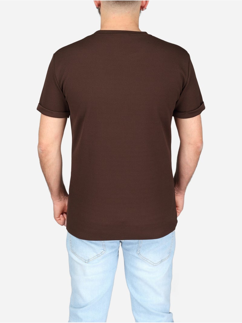 T-shirt texturada - frilivin Castanho - Kiabi