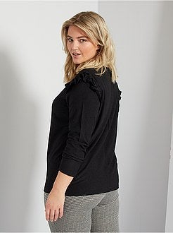 T-shirt texturada e com folhos - Kiabi