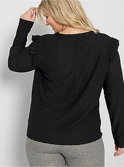 T-shirt texturada e com folhos - Kiabi