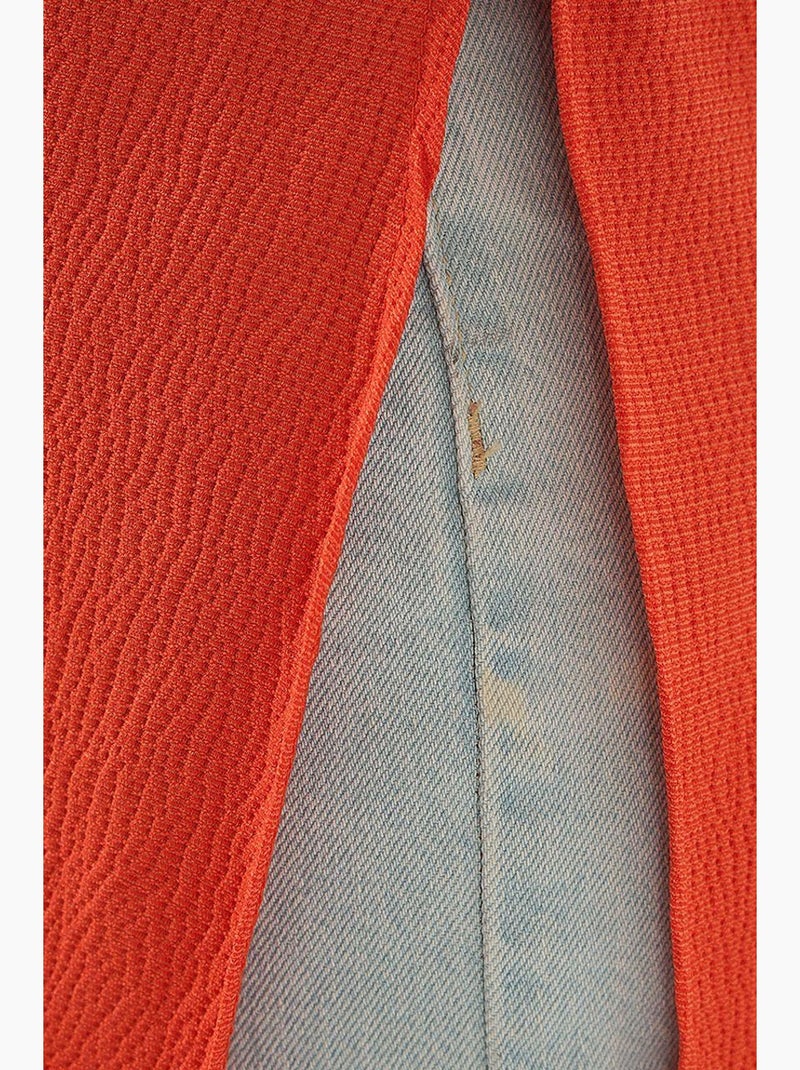 T-shirt texturizada de gola redonda e manga curta bdart Laranja-mandarina - Kiabi
