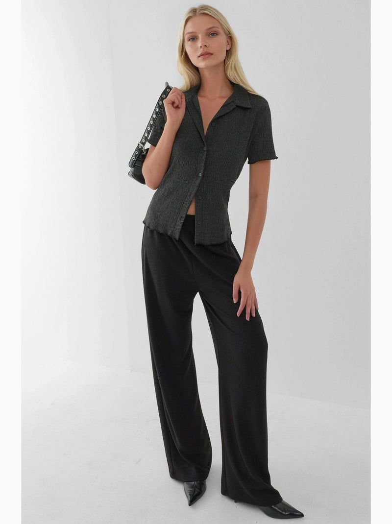 T-shirt texturizada gola camisa manga curta hiccup Cinza-preto - Kiabi