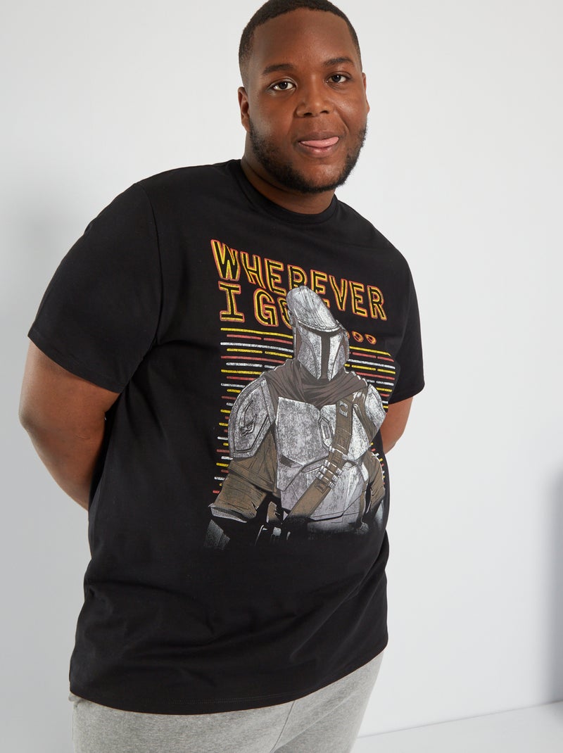 T-shirt 'The Mandalorian' com gola redonda Preto - Kiabi