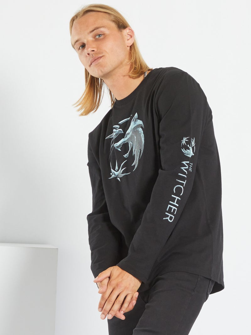 T-shirt 'The Witcher' de manga comprida Preto - Kiabi