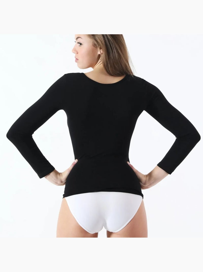T-shirt thermo emagrecedor de mangas compridas Preto - Kiabi