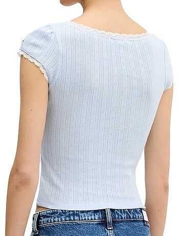 T-shirt tommy hilfiger pointell preto para mulher
