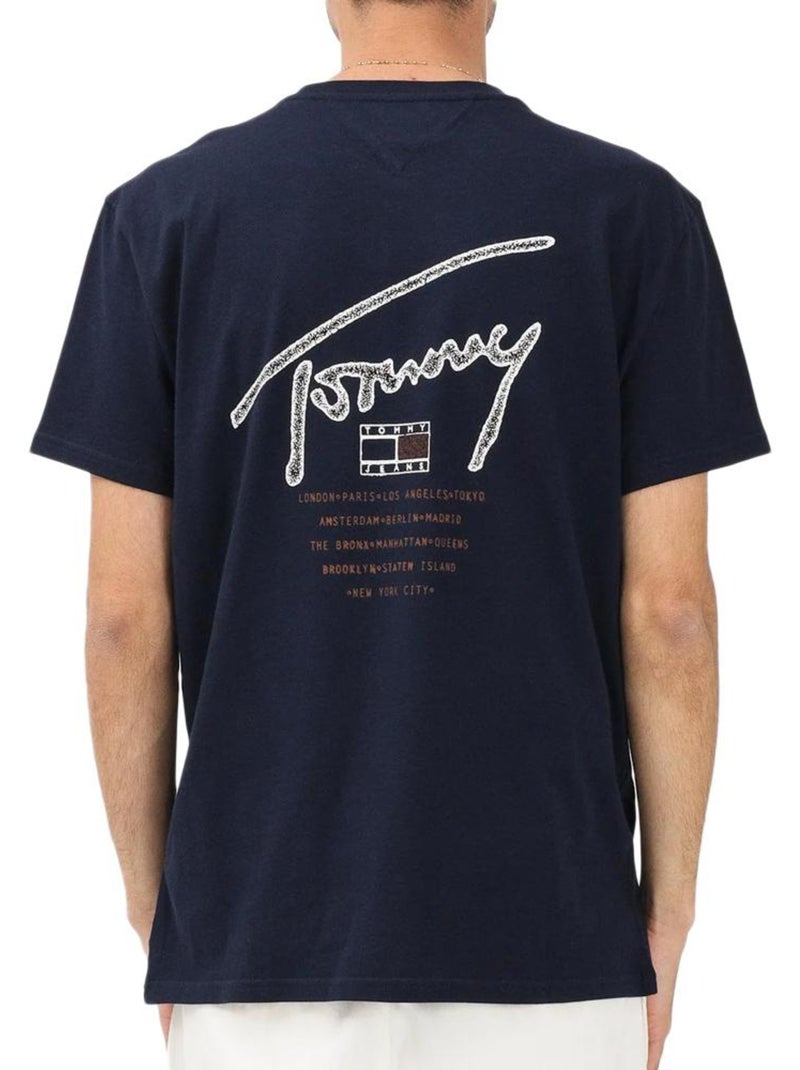 T-Shirt Tommy Hilfiger Backprint para Homem Azul-marinho - Kiabi