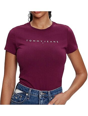 T-shirt Tommy Hilfiger Bordeaux Linear para Mulher