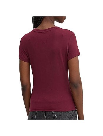 T-shirt Tommy Hilfiger Bordeaux Slim Linear para Mulher