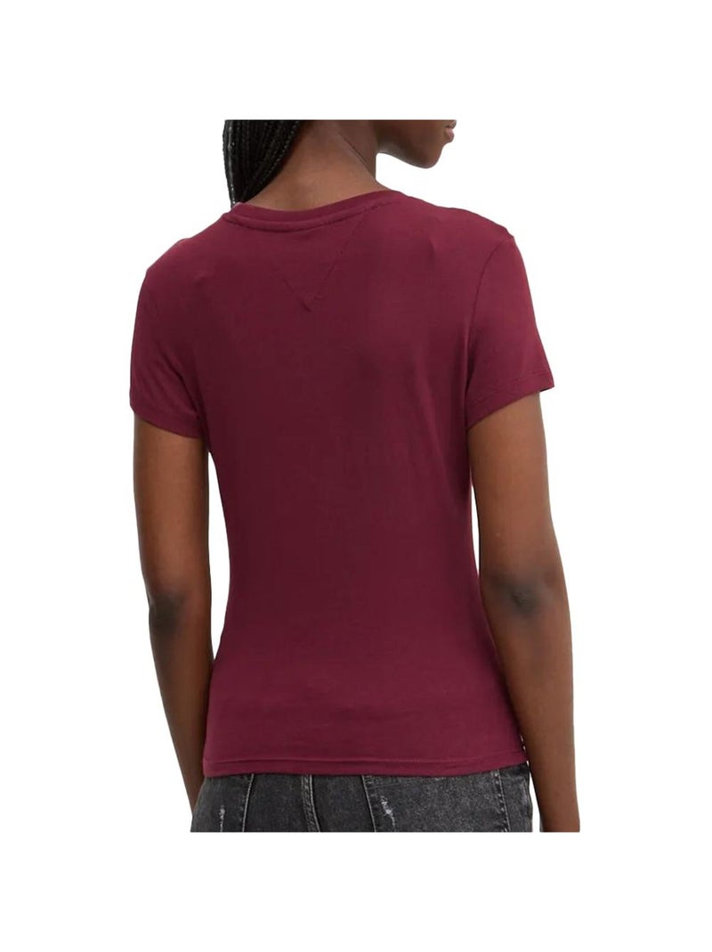 T-shirt Tommy Hilfiger Bordeaux Slim Linear para Mulher Bordô - Kiabi