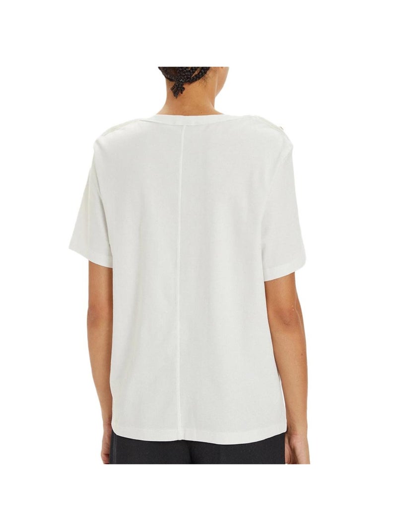 T-shirt tommy hilfiger branco com riscas douradas para mulher Branco - Kiabi