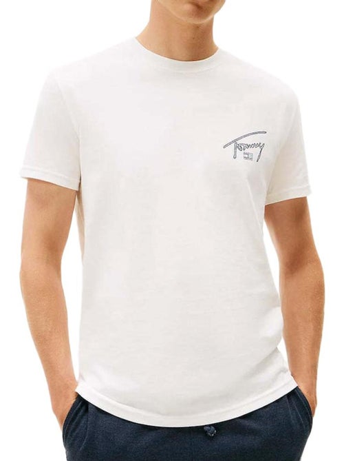 T-Shirt Tommy Hilfiger Branco para Homem com Logótipo nas Costas - Kiabi
