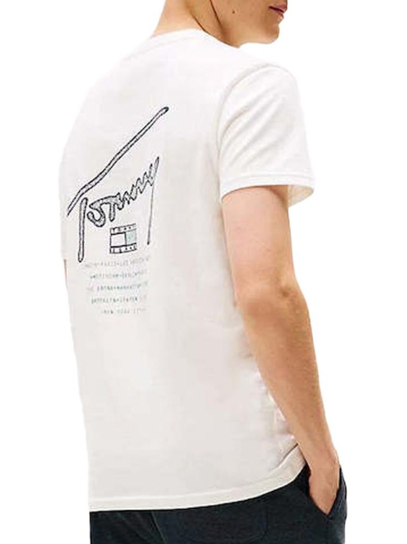 T-Shirt Tommy Hilfiger Branco para Homem com Logótipo nas Costas Branco - Kiabi