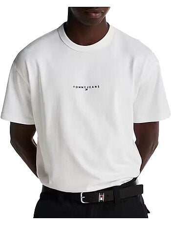 T-shirt bege para homem tommy hilfiger linear0
