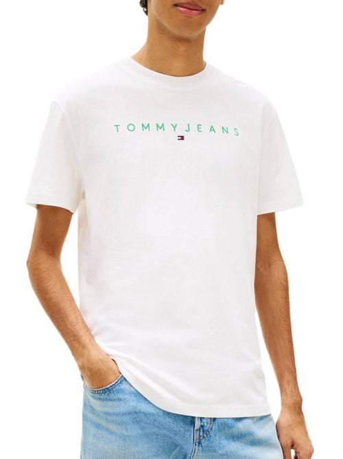 T-shirt tommy hilfiger branco para homem linearss regular fit - Kiabi