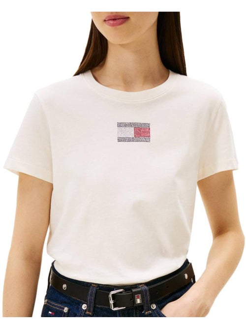 T-Shirt Tommy Hilfiger Branco para Mulher DW0DW21965 - Kiabi T-Shirt Tommy Hilfiger Branco para Mulher DW0DW21965 - Kiabi