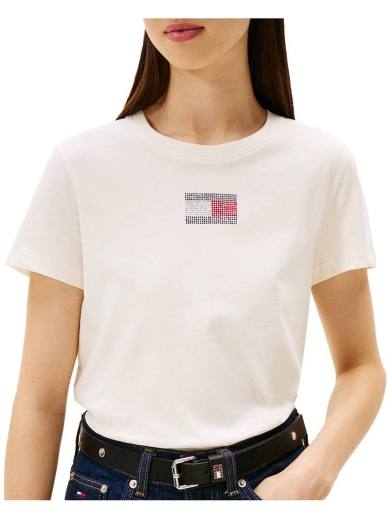 T-Shirt Tommy Hilfiger Branco para Mulher DW0DW21965 Branco - Kiabi