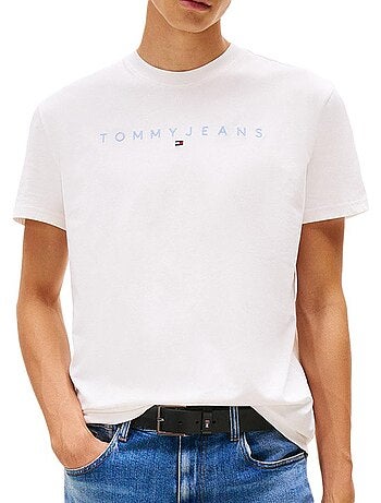 T-Shirt Tommy Hilfiger Branco Regular Linear para Homem