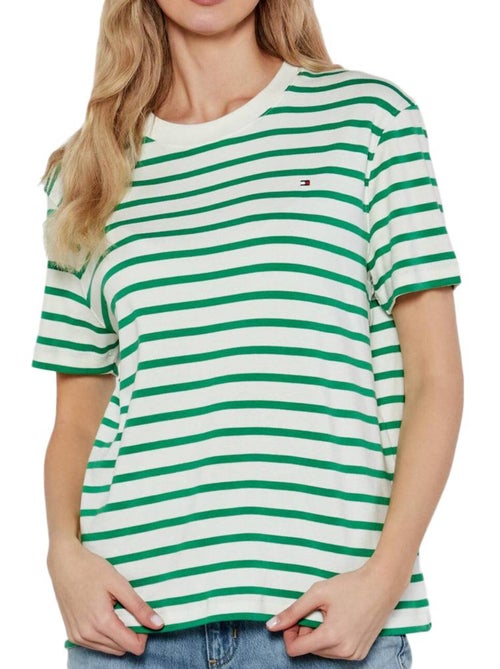 T-shirt Tommy Hilfiger Cody Riscas Verde para Mulher - Kiabi T-shirt Tommy Hilfiger Cody Riscas Verde para Mulher - Kiabi