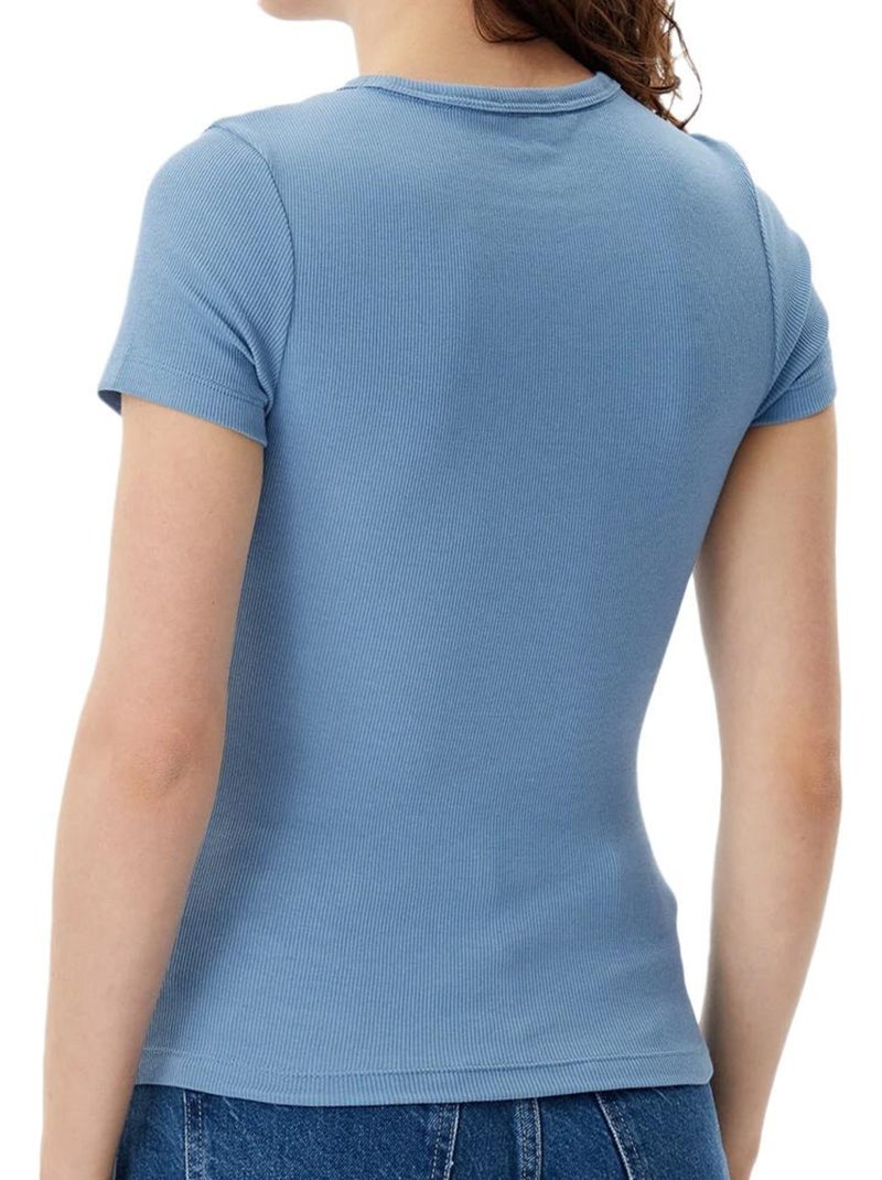 T-Shirt Tommy Hilfiger com Crachá Azul Médio para Mulher Azul claro - Kiabi