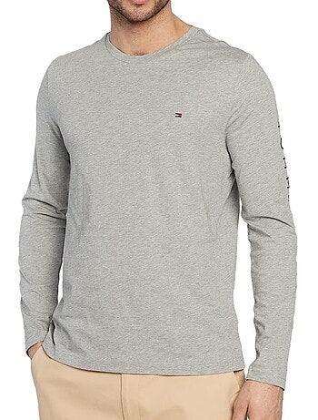 T-shirt Tommy Hilfiger de Manga Comprida Cinzento para Homem