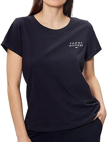 T-shirt de manga curta branca tommy hilfiger para mulher