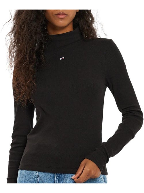 T-shirt Tommy Hilfiger Essencial Gola Alta Preto para Mulher - Kiabi T-shirt Tommy Hilfiger Essencial Gola Alta Preto para Mulher - Kiabi