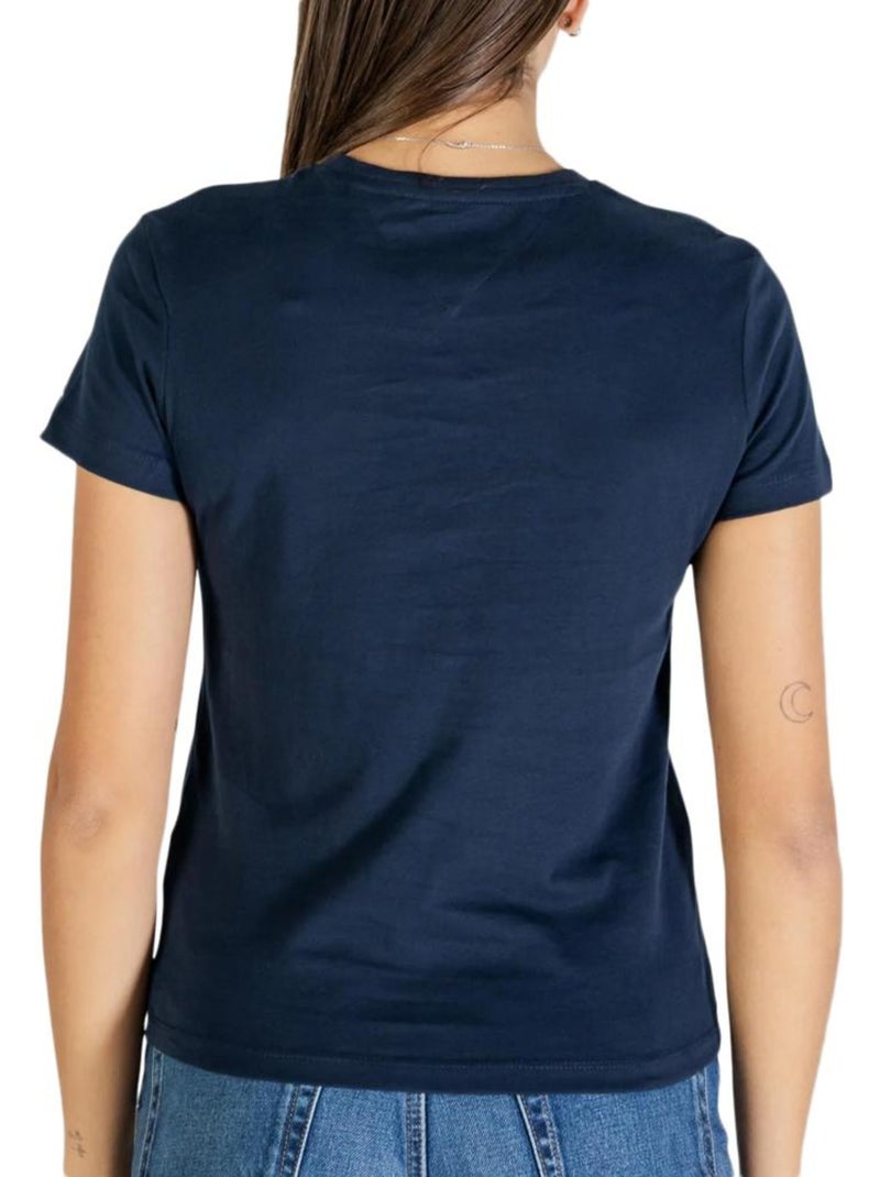 T-shirt Tommy Hilfiger Essencial Regular Fit para Mulher Azul-marinho - Kiabi