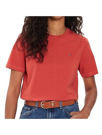 T-shirt Tommy Hilfiger Laranja para Mulher Corte Regular Moderno