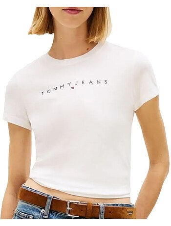 T-shirt tommy hilfiger linear para mulher branco
