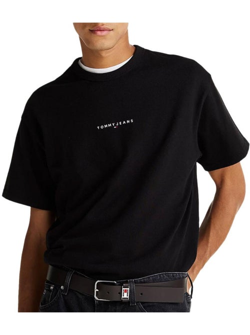T-Shirt Tommy Hilfiger Linear0 Preto para Homem - Kiabi