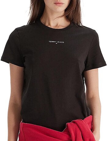 T-shirt feminina tommy hilfiger linears azul marinho