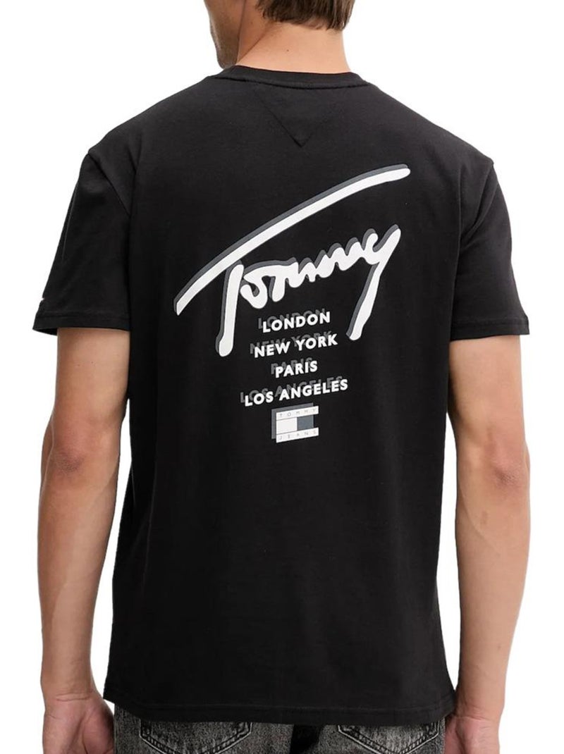 T-shirt Tommy Hilfiger Masculina Tjm Reg Sign City Preta Preto - Kiabi