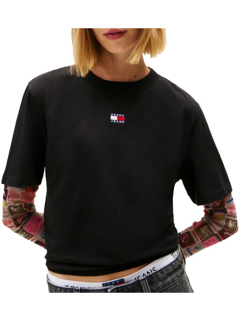 T-shirt Tommy Hilfiger para Mulher - Crachá Tjw Bxy Preto - Kiabi