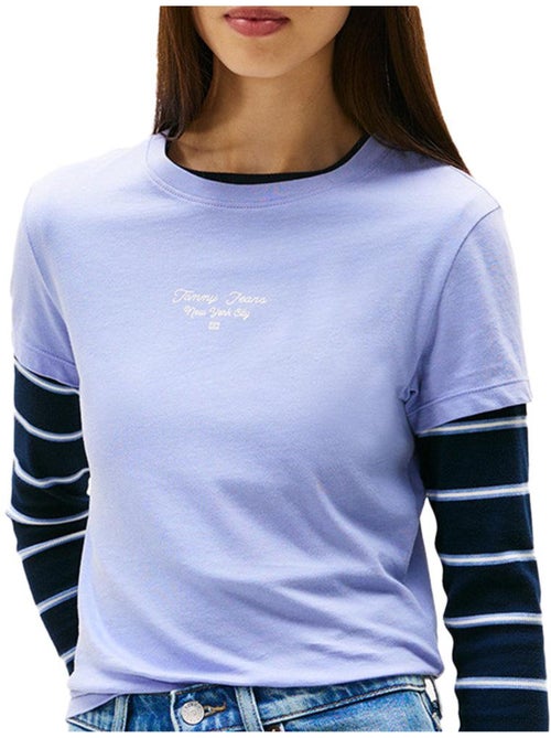 T-Shirt Tommy Hilfiger para Mulher com Logótipo Mauve - Kiabi T-Shirt Tommy Hilfiger para Mulher com Logótipo Mauve - Kiabi