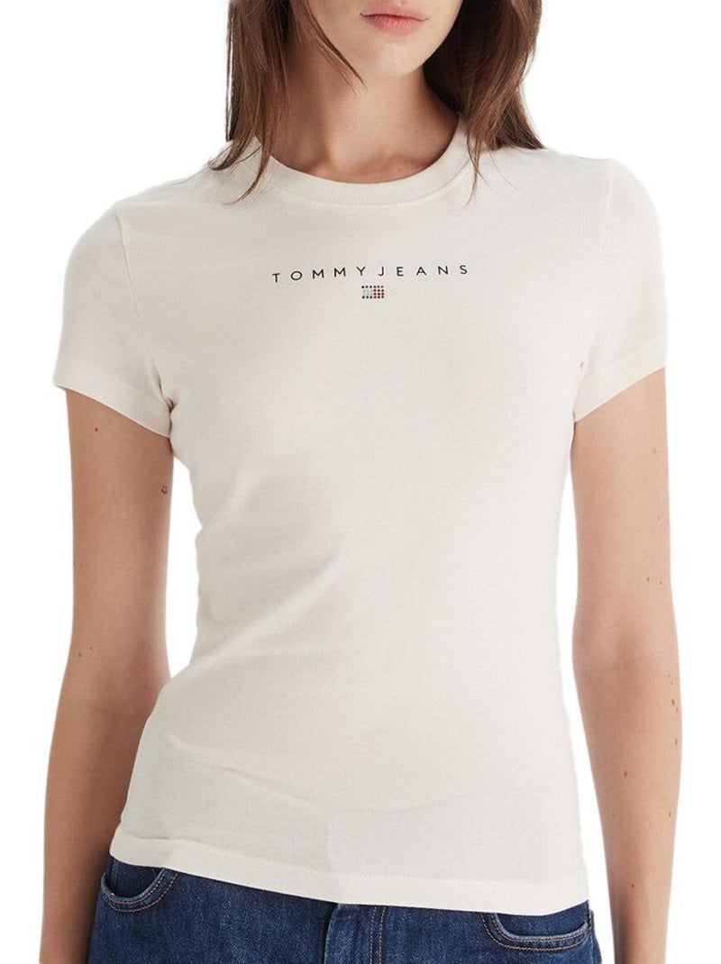 T-Shirt Tommy Hilfiger para Mulher em Cru DW0DW21550 Ecru - Kiabi