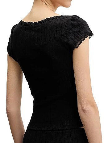 T-shirt Tommy Hilfiger Pointell Preto para Mulher